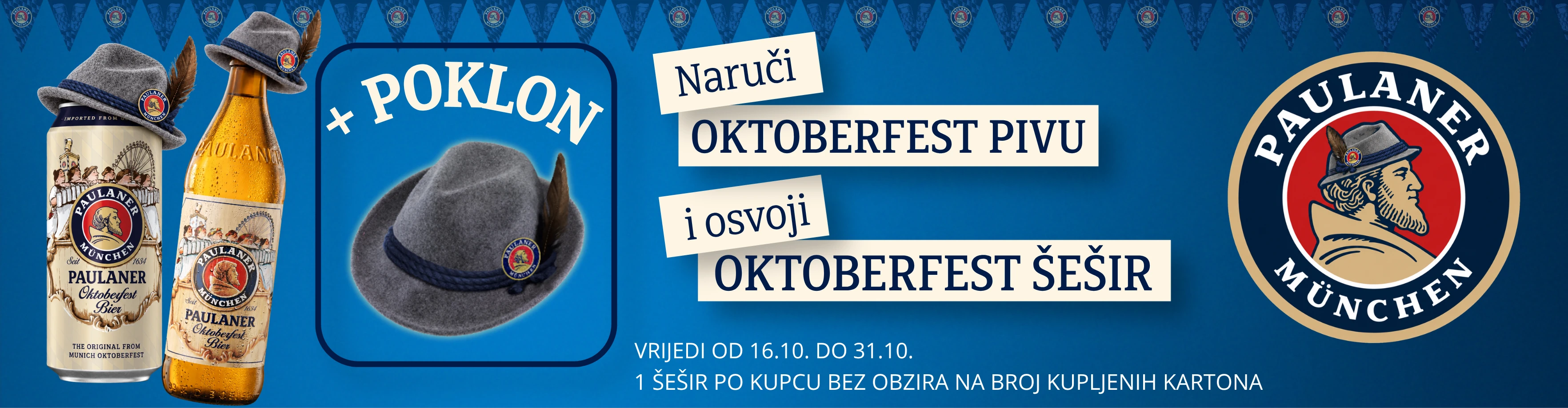 Kupi Paulaner pivu i dobi na poklon Oktoberfest šešir